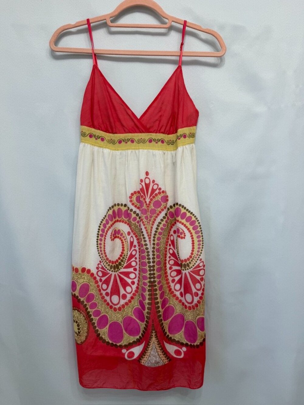 Studio M Silk Blend Pink Paisley Boho Sundress XS